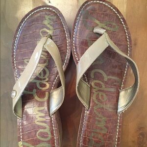 Sam Edelman Beige and Brown Wedge Sandals